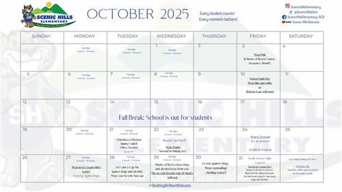 October 2025 School Calendar of Events
